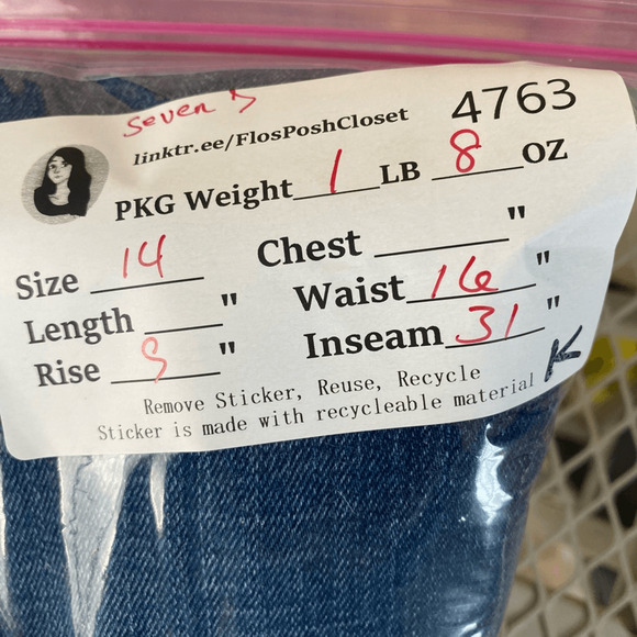Seven7 Women's Low Rise Slim Straight Leg Jeans Blue Denim Medium Wash Size 14 - Picture 12 of 12